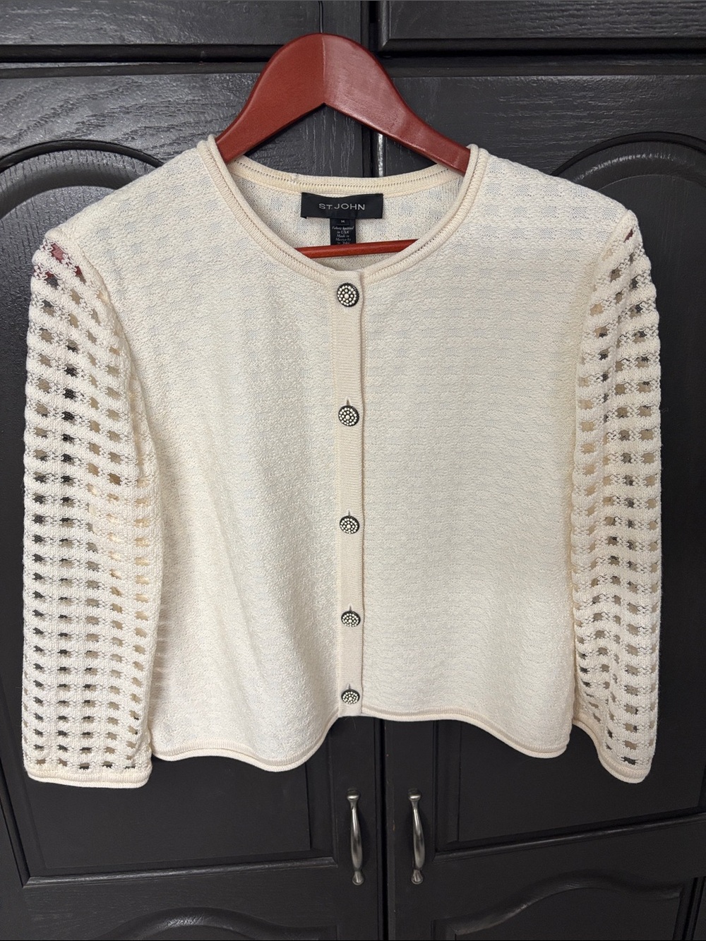 St. John Basket Weave Knit Cardigan & Shell Tank Medium